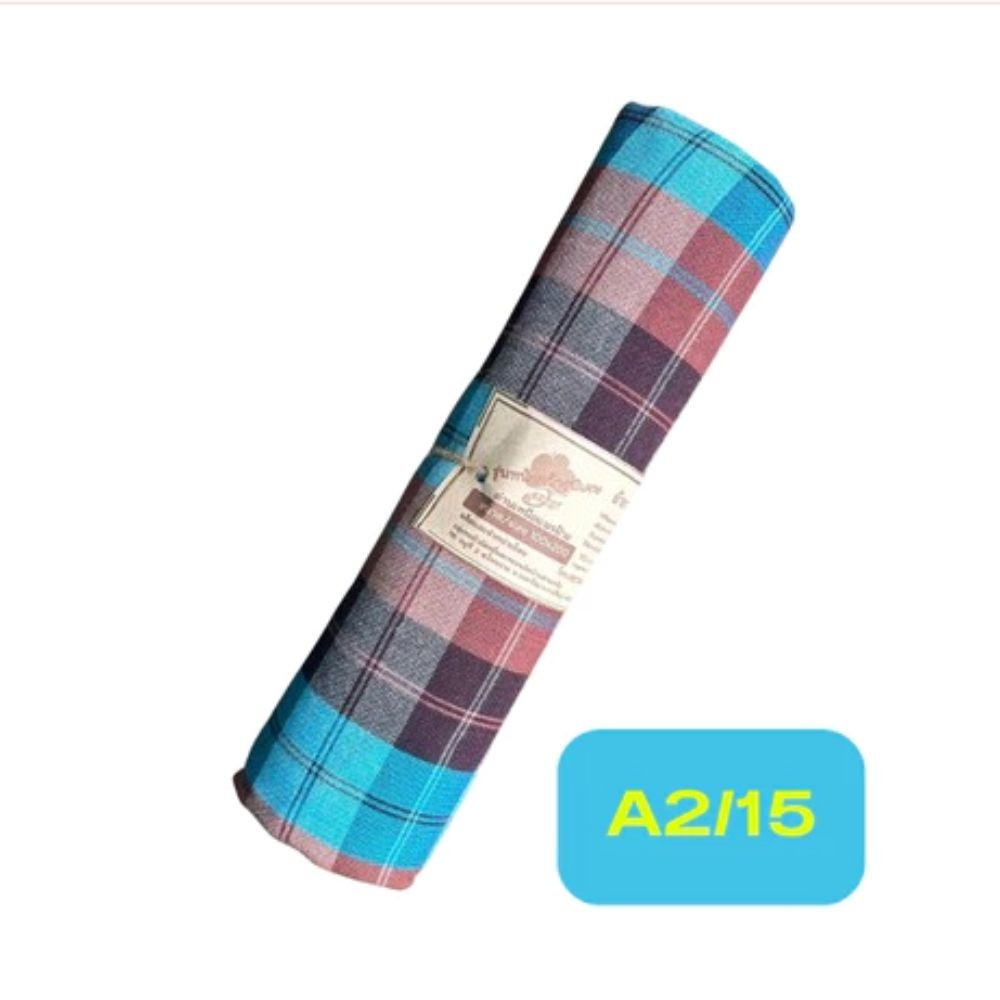 Cotton Plaid Ethnic Handwoven Authentic Thai Traditional Fabric Pha Khao Ma 100