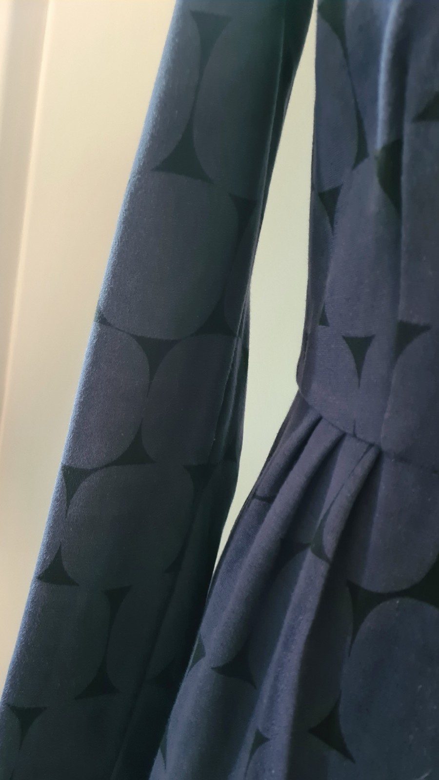 Ladies Boden Cotton Blend Navy Blue Black Geo Print Pencil Dress Size Size 12 R