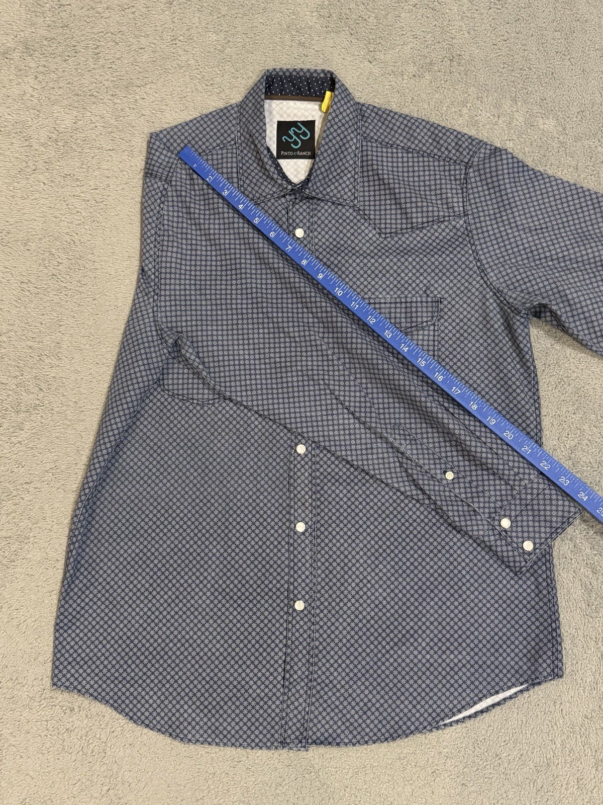 Pinto Ranch YY Western M Pearl Snap Cowboy Herringbone & Geometric Performance