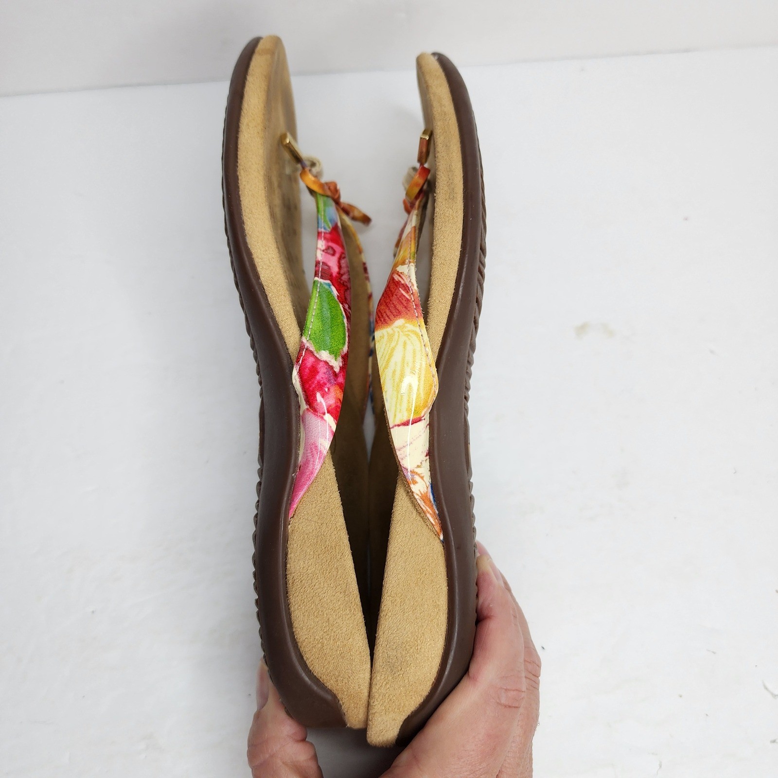 Vionic Bella II Sandal Womens 8 Multi Color Floral Orthotic Bow Flip Flop Thong