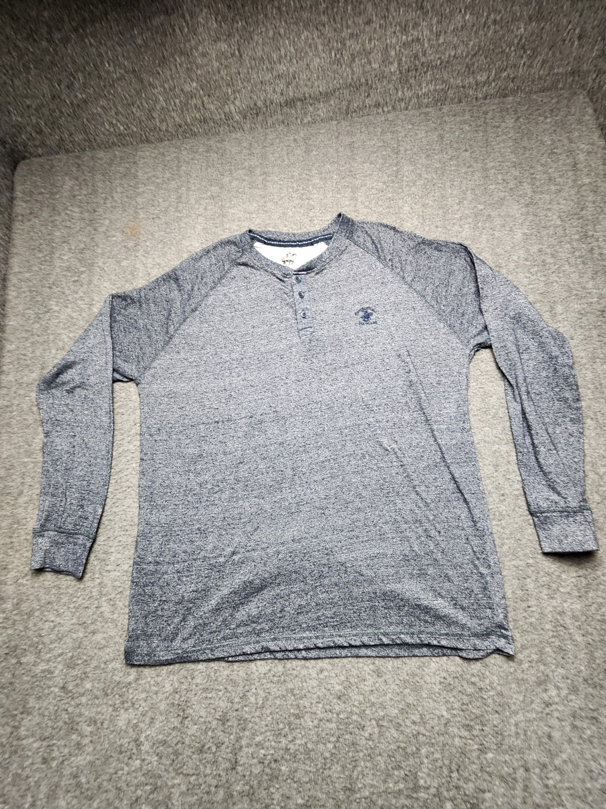 Beverley Hills Polo Club Men’s XL Blue Long Sleeve 3 Button Placket Henley Shirt