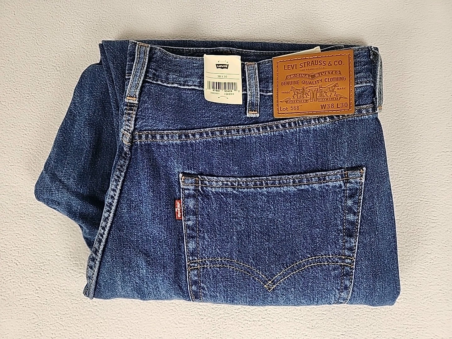 Levi’s 568 Premium Loose Straight Leg Zip Fly Denim Jeans 38X30 Mens Medium Blue