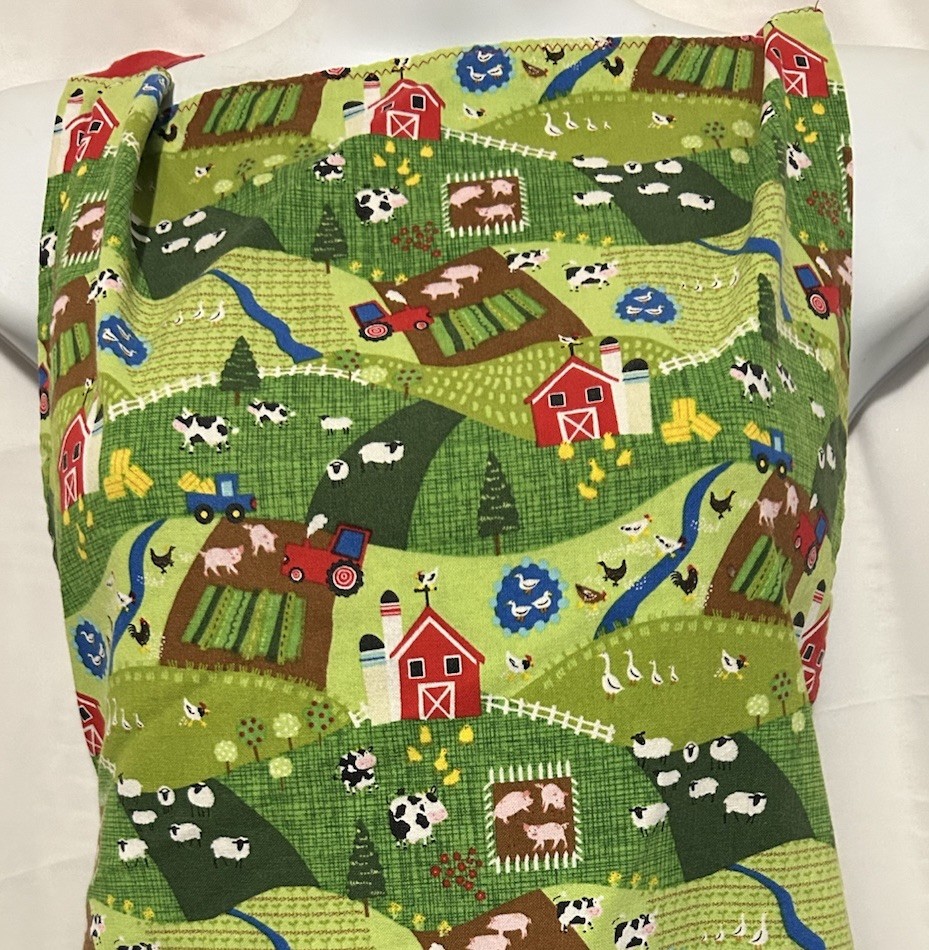 Homemade Bib Apron Country Cottage Barnyard Cows Pigs Ducks Chickens Reversible