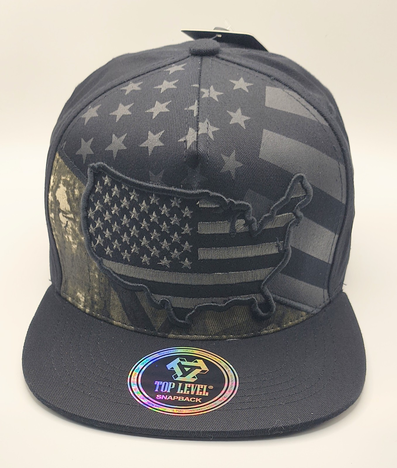 New Top Level United States Map Flag Flat Brim Snapback Hat * USA * Black/Camo