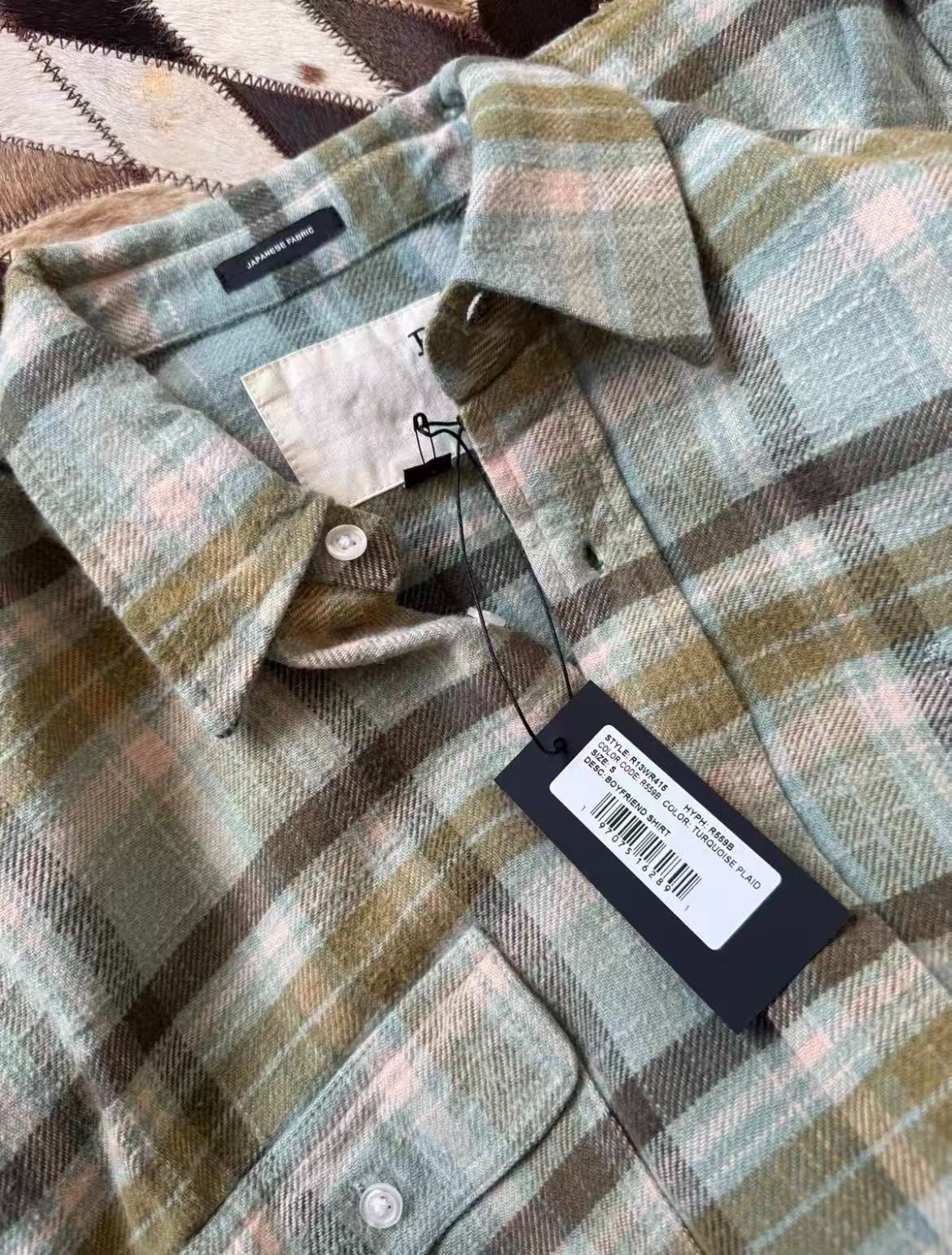 NWT R13 Boyfriend Shirt in Turquoise Plaid Size XS