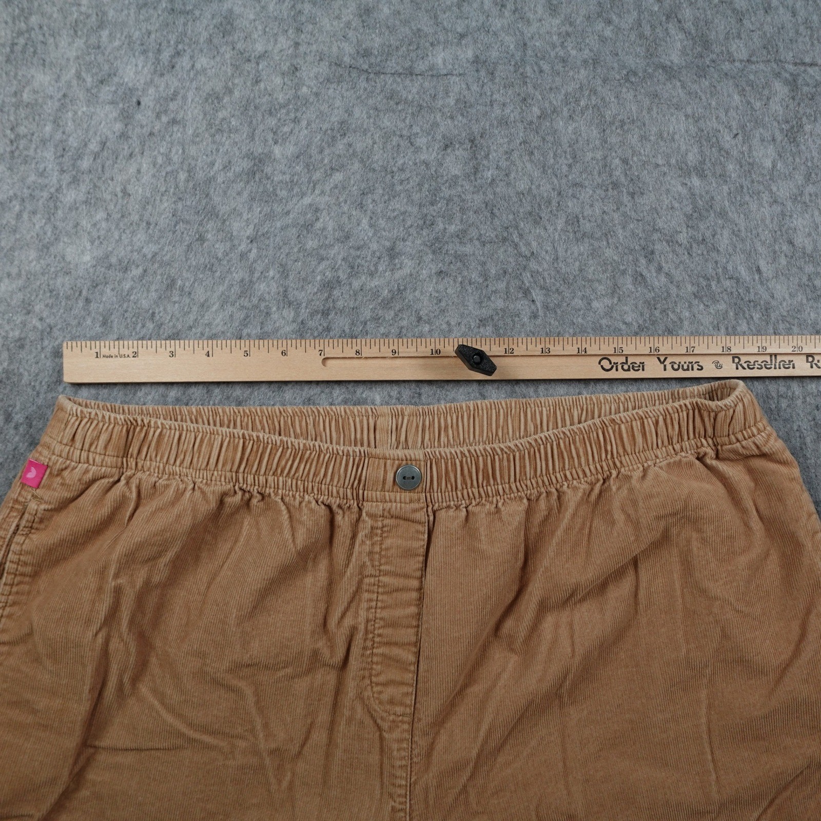 Woman Within Pants Womens 22 Tan Corduroy Elastic Waist Classic Fit Pull On