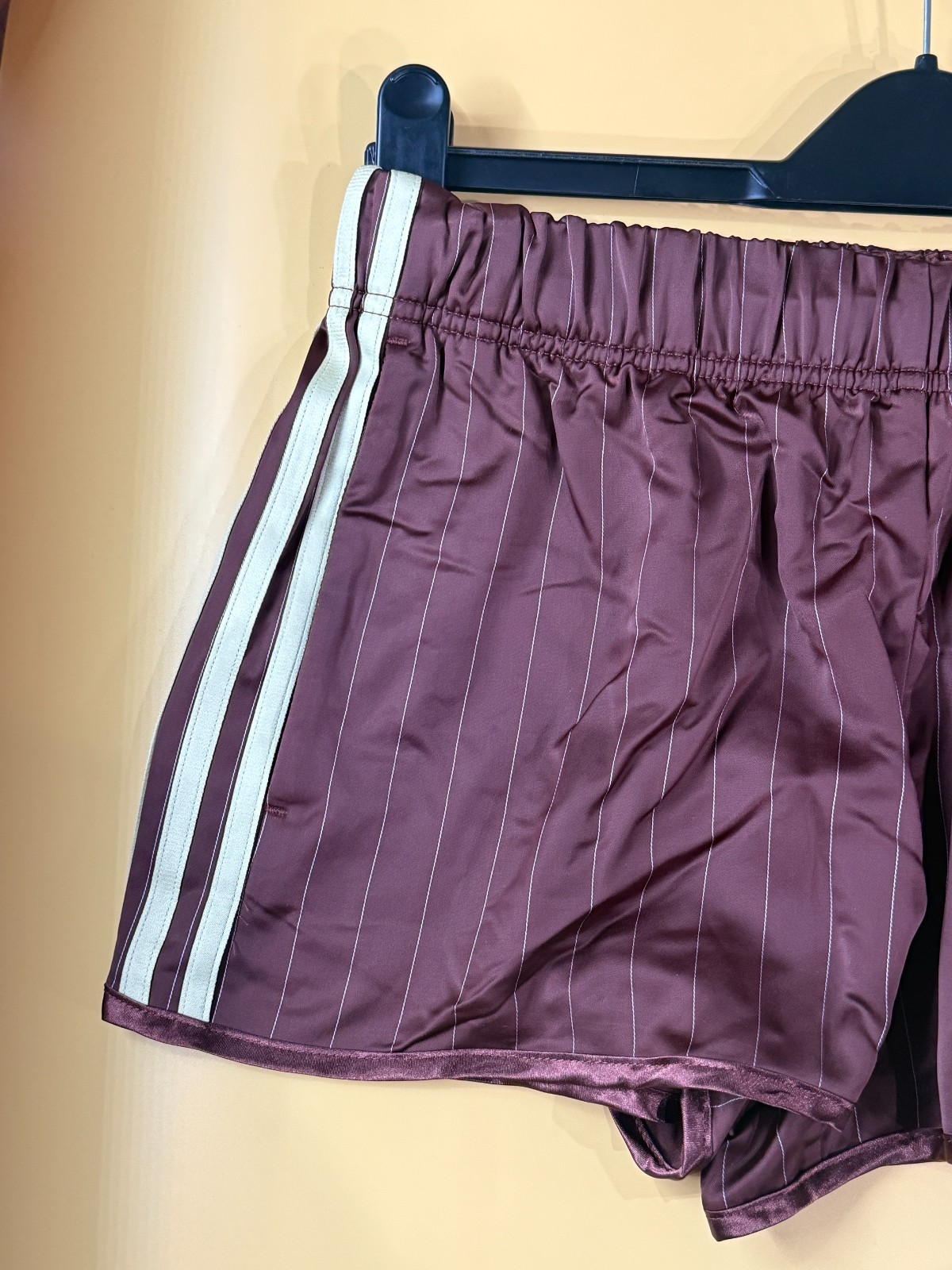 adidas Originals Pinstripe Satin Shorts Women’s Lifestyle Pants AsiaFit KC4236