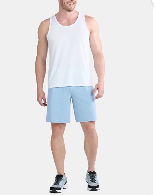 Men’s Tri Blend Active Elastic Shorts, 9” Inseam,Waist/Pockets SZ.2XL (44-46)