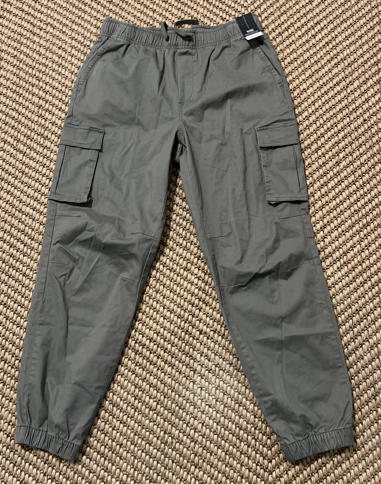 No Boundaries Men Cargo Pants Green Artichoke Size M 32-34 Drawstring Jogger NEW