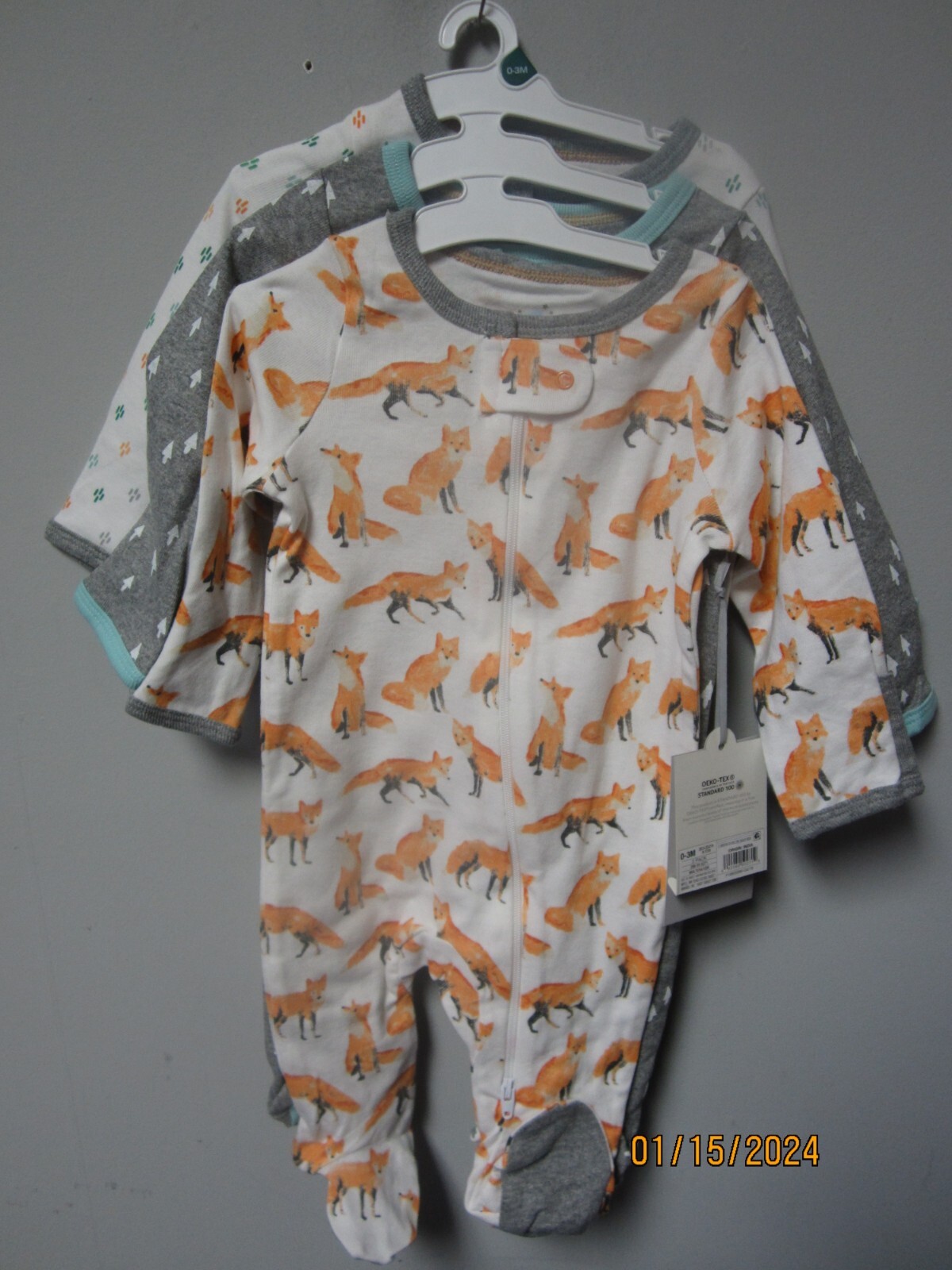 Cloud Island Baby Boy 3-Pack Fox Sleep ‘N Plays Size 0-3M