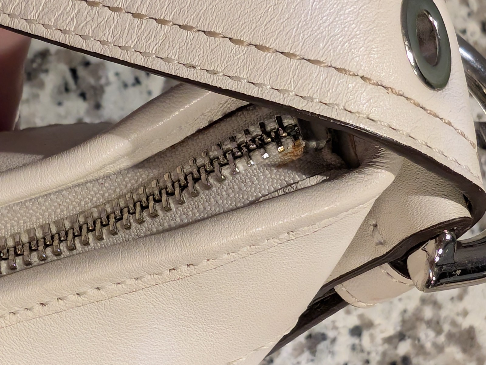 Vintage Coach Soho Hobo Bag 8A01 Ivory White Leather Brown Strap + Wallet
