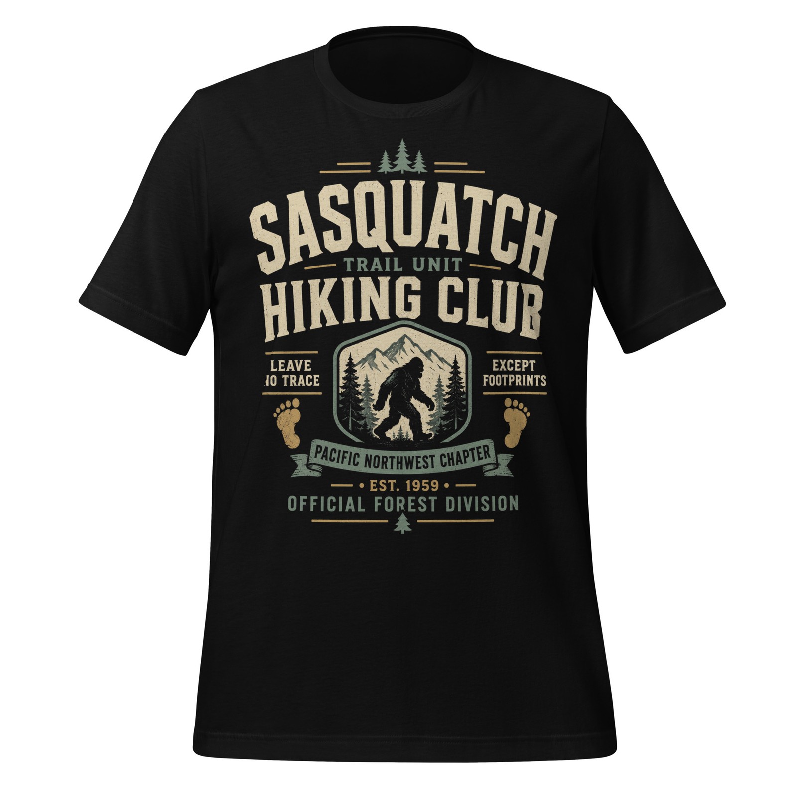 Sasquatch Hiking Club Shirt Bigfoot Cryptid Trail Pacific Northwest Tee XS-5XL