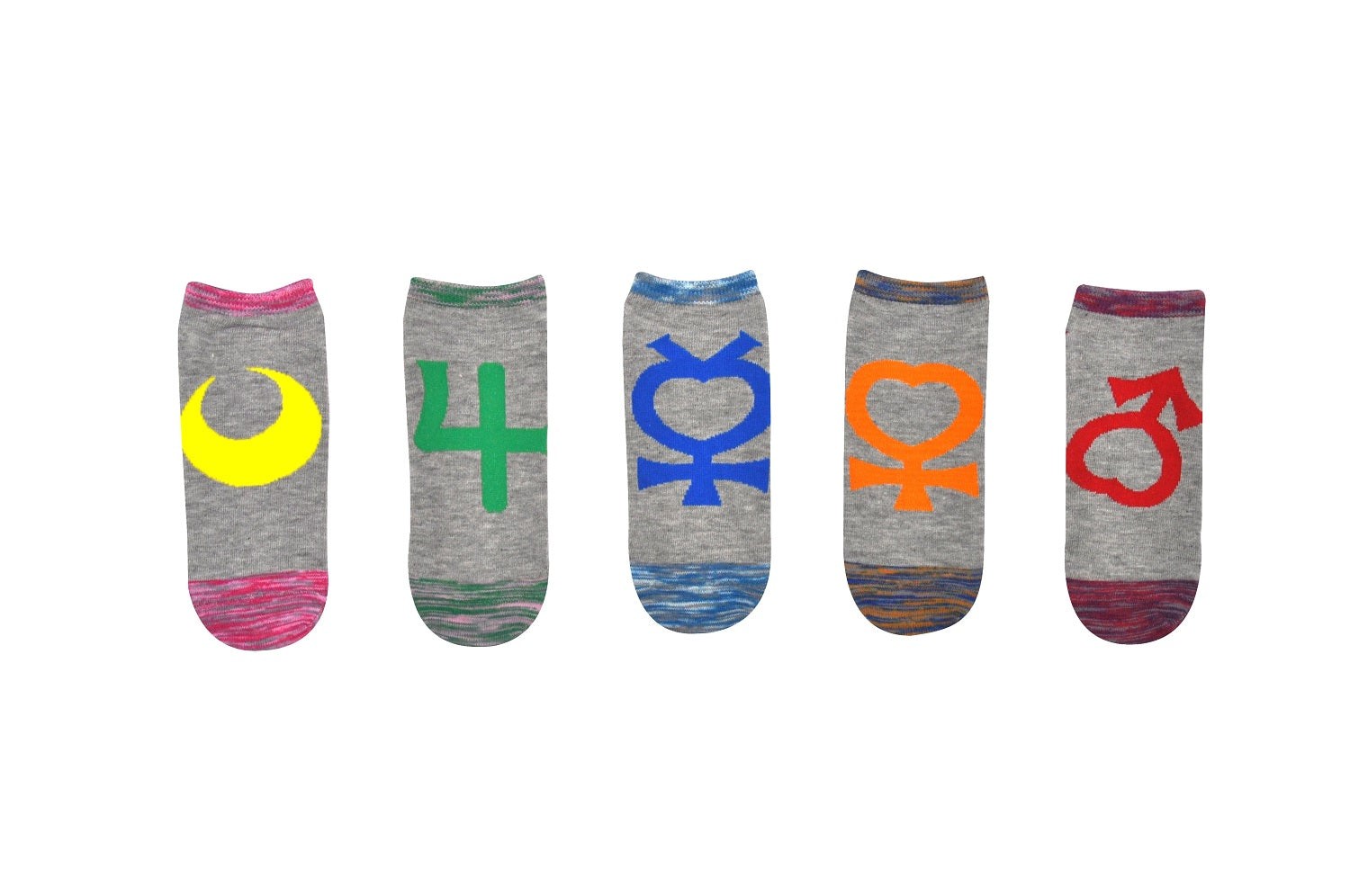 Sailor Moon Space Dye 5 Pack Socks Lowcut Socks – Fits Shoe Size 4-10