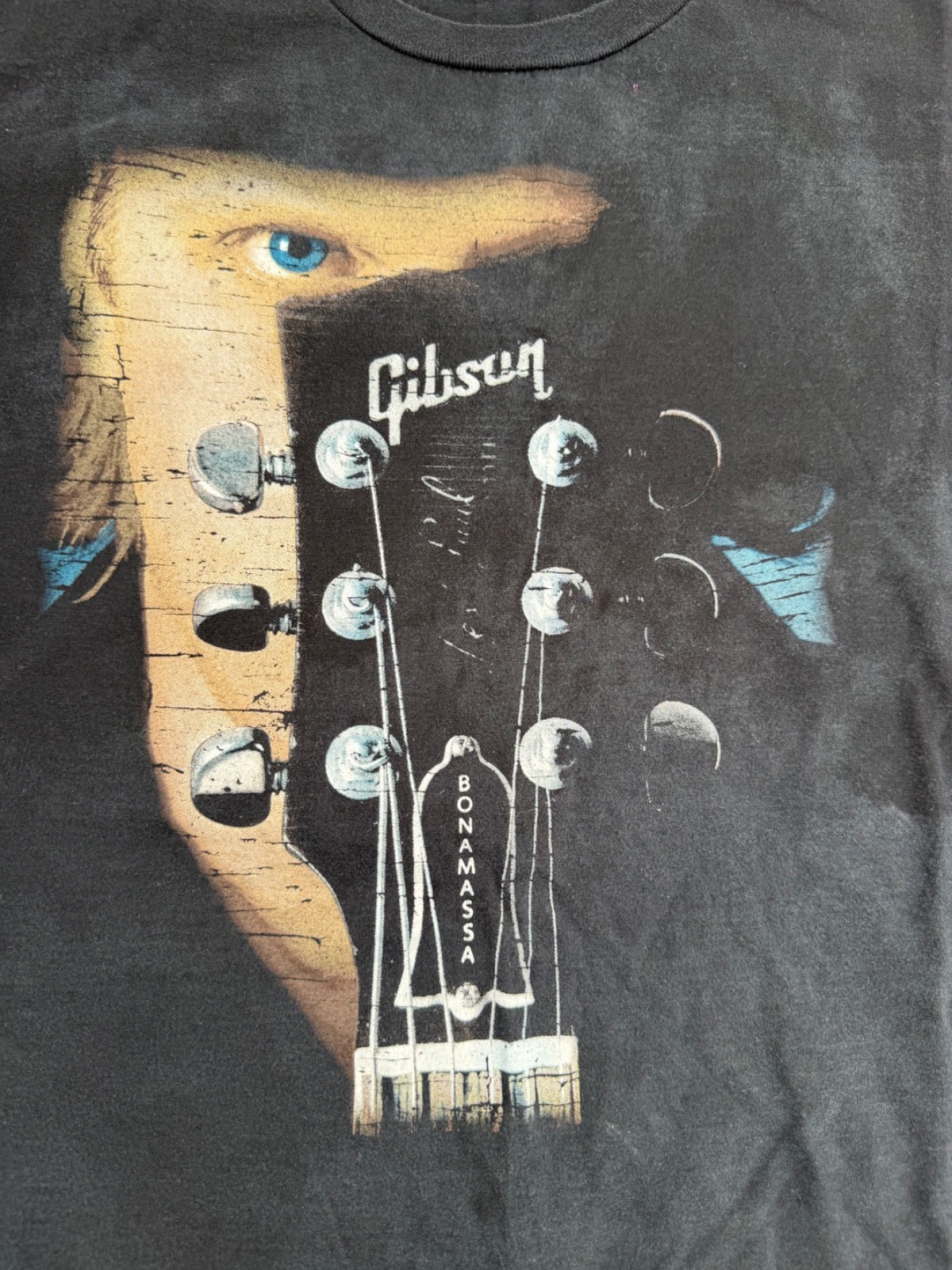 Vintage Y2K Gibson Guitars Joe Bonamassa Promo Men’s Black Faded T-shirt Tee