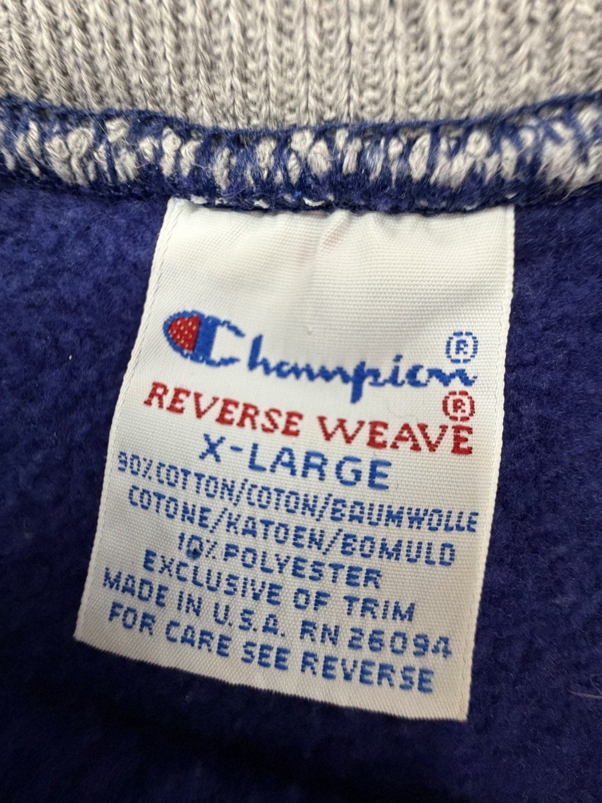 Vintage Champion Reverse Weave Sweatshirt Mens XL Blue Grey Crewneck USA 90s
