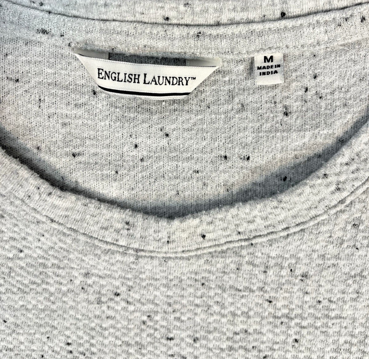 English Laundry Men’s Medium Gray Thermal Waffle Knit Textured Long Sleeve Shirt