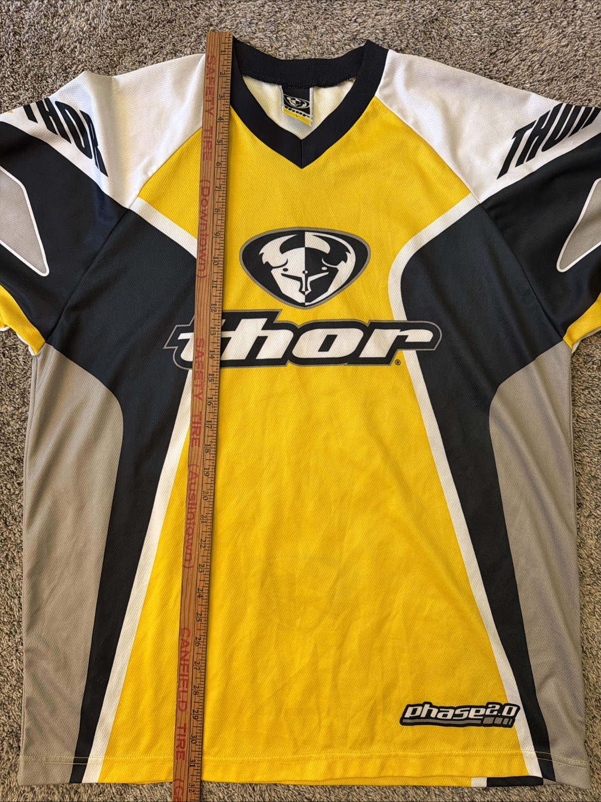 Thor Racing Motocross Moto Jersey Long Sleeve Yellow Y2K Vtg 90s Men’s Size L