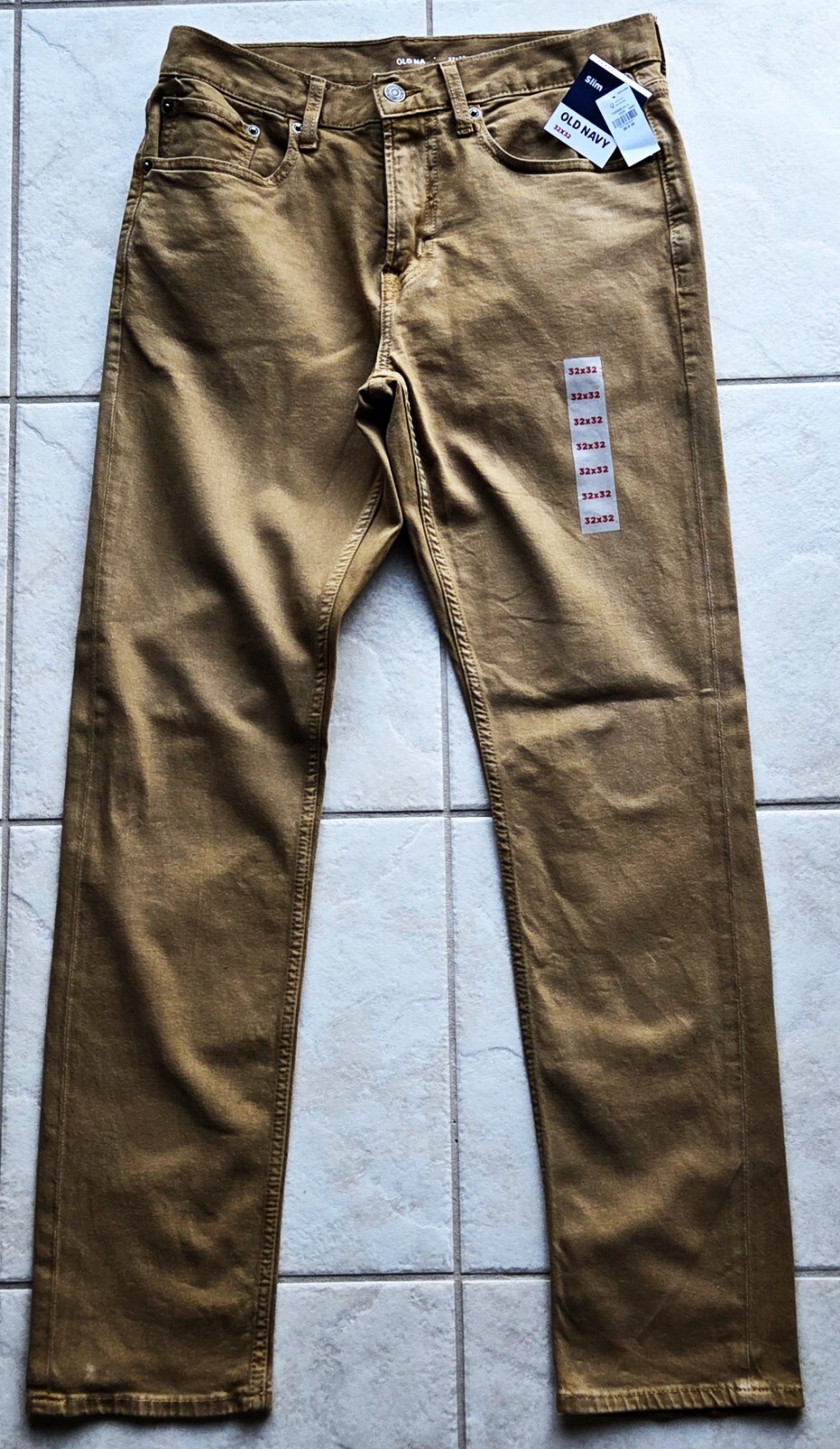 Brand New OLD NAVY 32×32 Slim Fit Premium Jeans In Golden Khaki or Mocha W32 L32