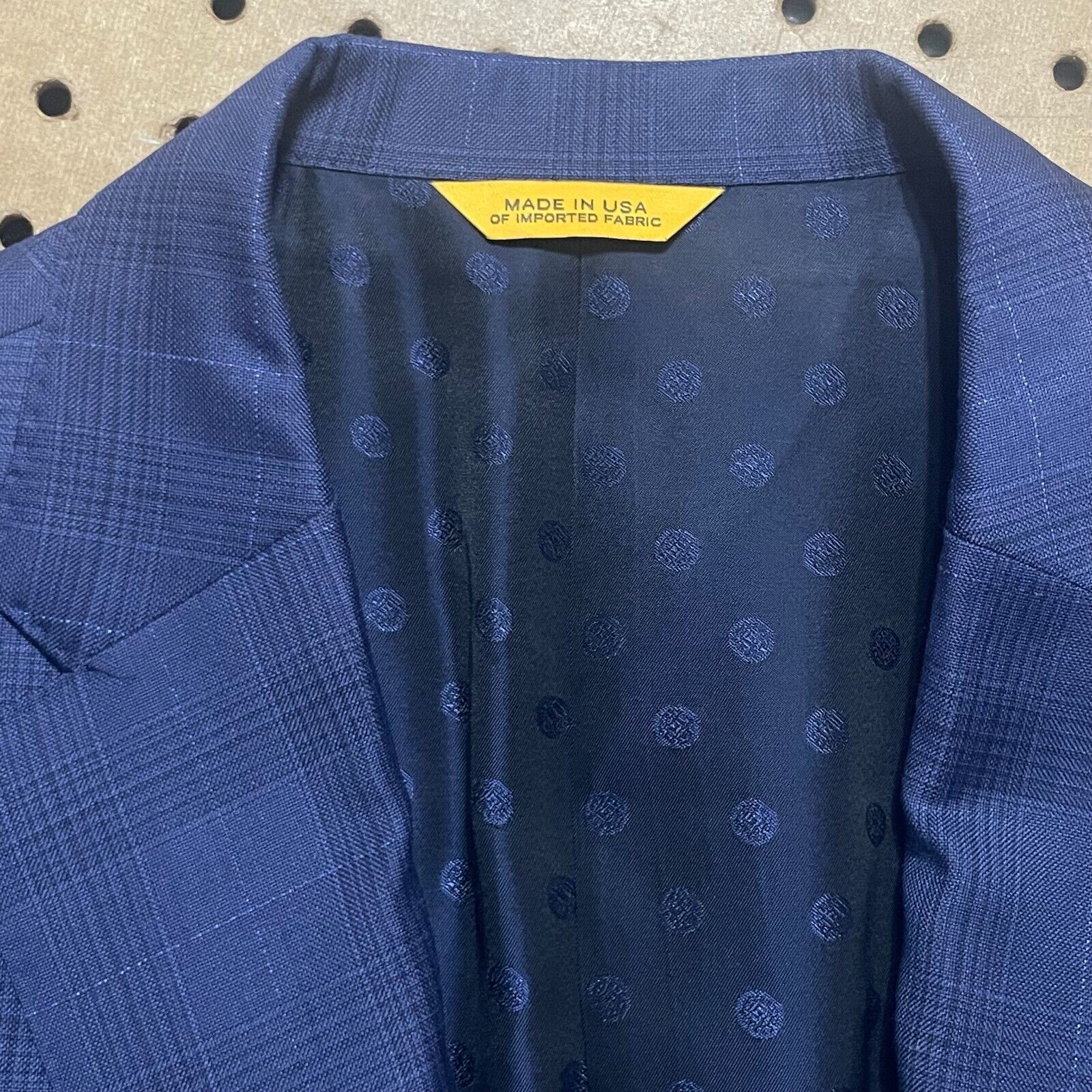 Hickey Freeman Suit Jacket Mens 40 R Navy Plaid Wool Plaid Recent USA Made MINT