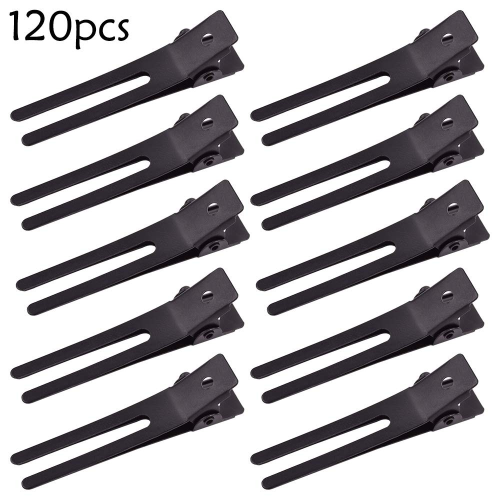 120pcs Double Prong Curl Clips, 1.8′ Stainless Steel Hair Clips for Hair Bow,…