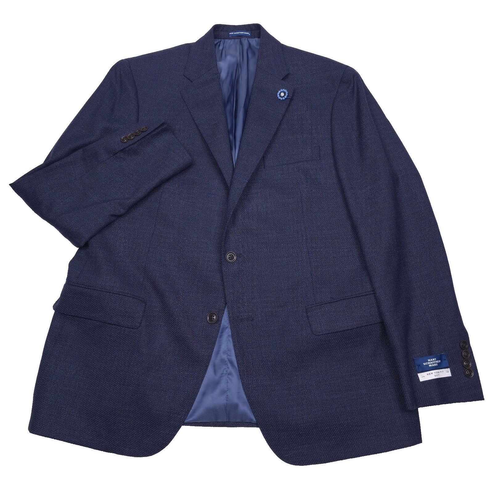 Hart Schaffner Marx Textured Sport Coat Mens 46R NY Fit Blue Wool Blazer Jacket