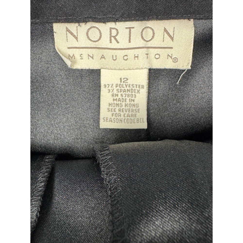 Norton McNaughton Vintage Maxi Skirt 12 Black Elastic Waist Pockets Side Zip