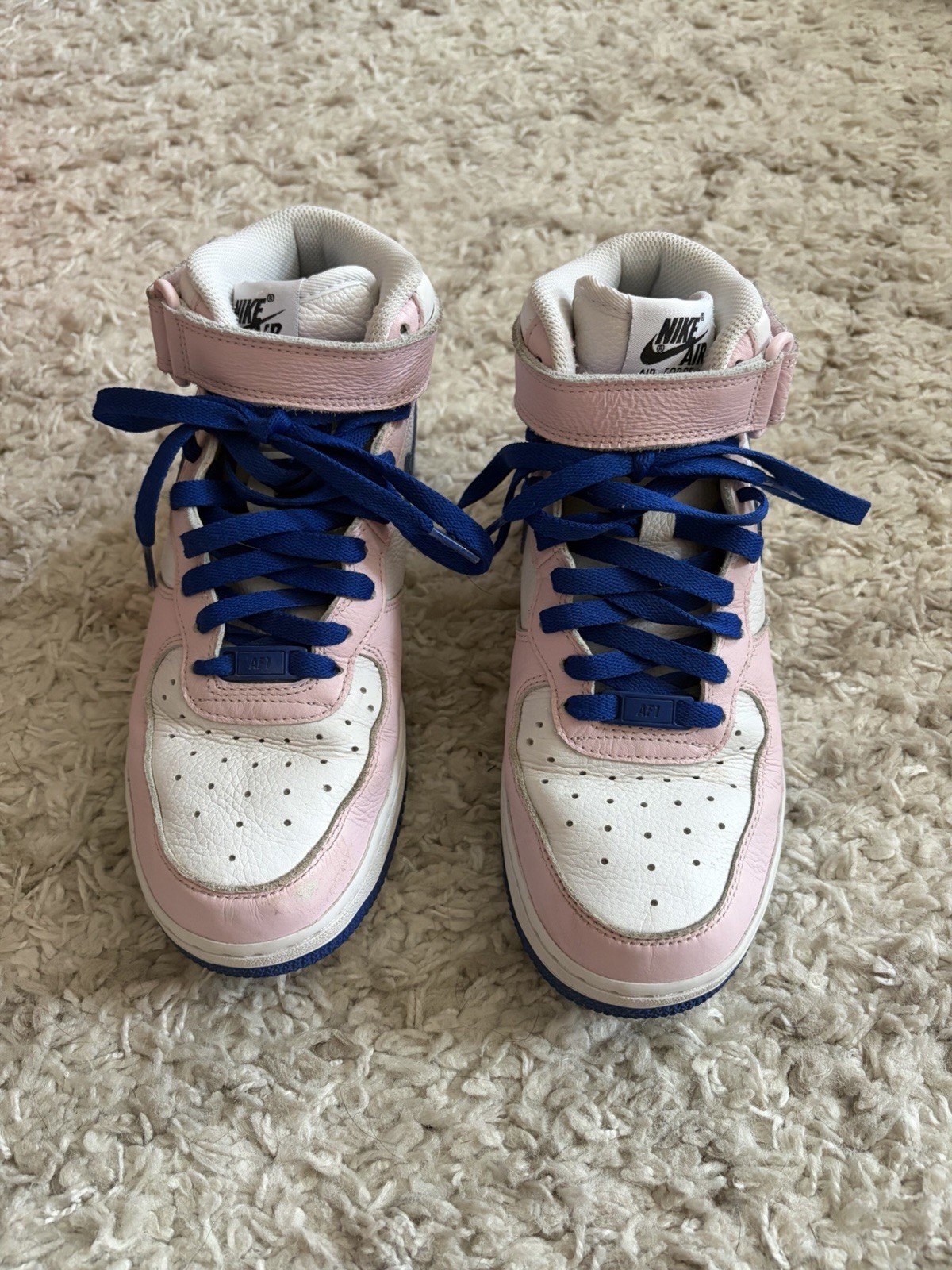 Nike Air Force 1 High Top Leather Colorblock Sneaker Pink/White/Blue