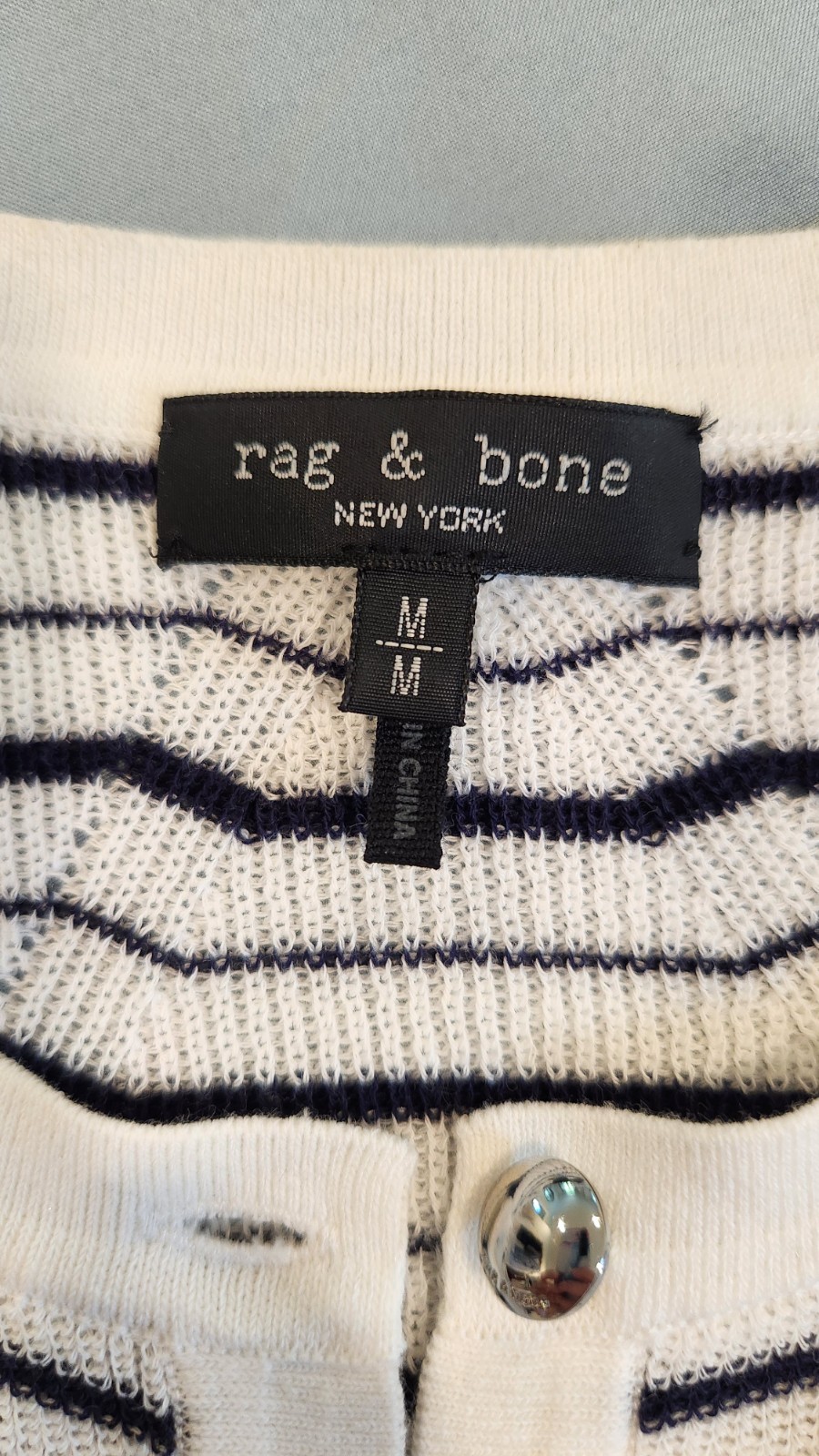 Rag & bone Dina Striped Cardigan Buttons Stripes Short Sleeves Size M