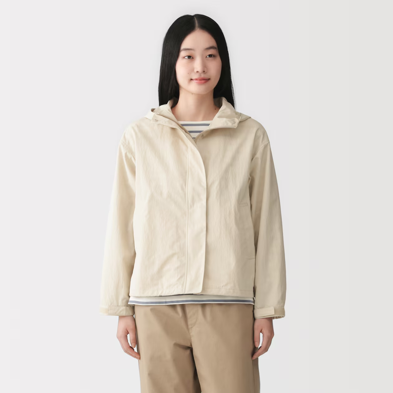 MUJI Womens Water UV Resistant Pocketable Hooded Jacket Ivory 2026 FedEx