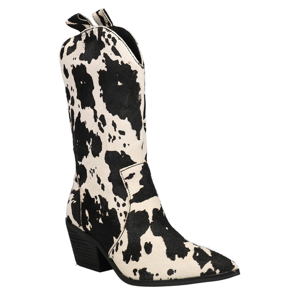 Dingo Live A Cow Pointed Toe Pull On Cowboy Womens Black, White Casual Boots D