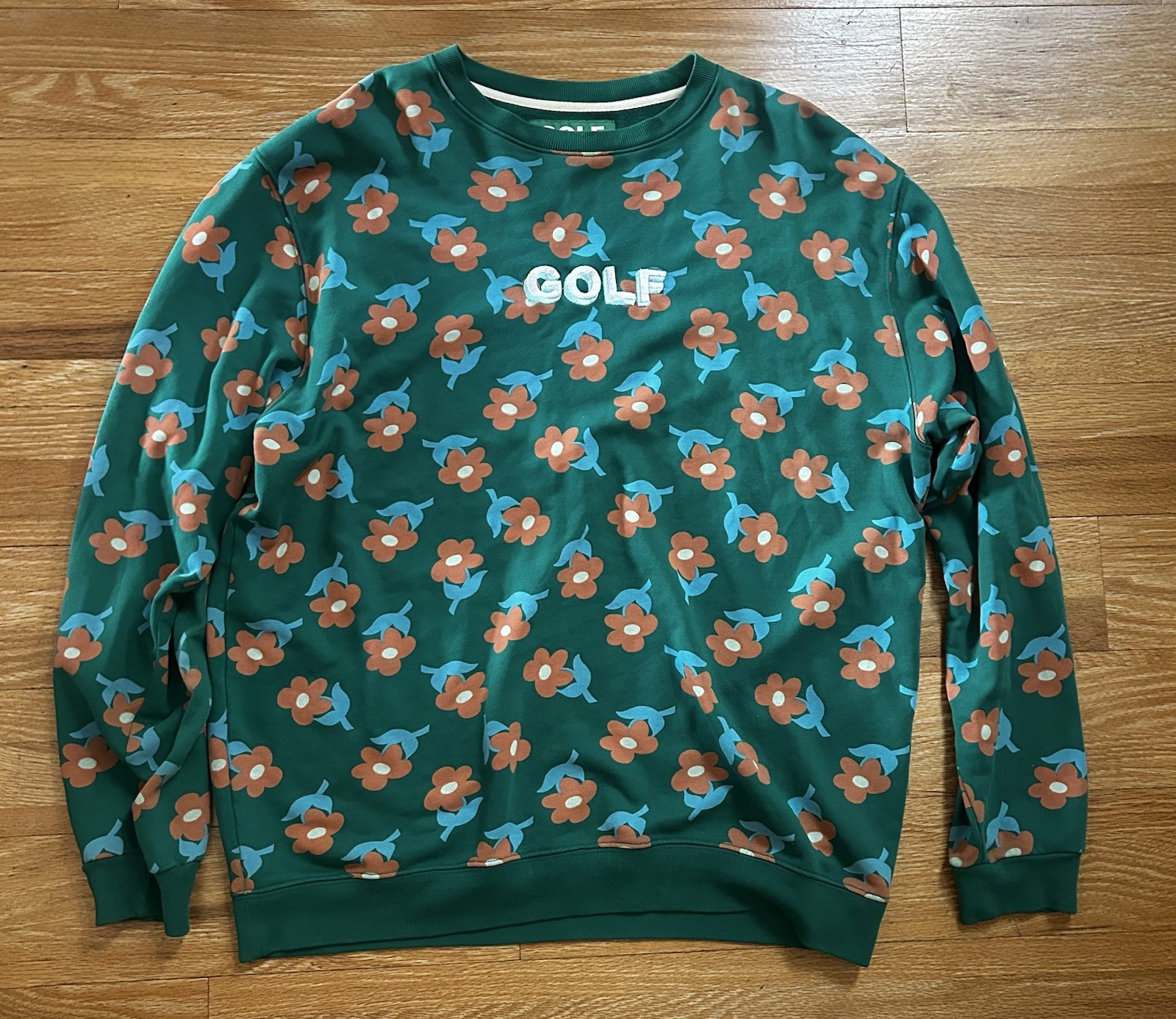 GOLF WANG FW 17 Green/Orange Find Some Time Crewneck Mens Large (READ DESC)