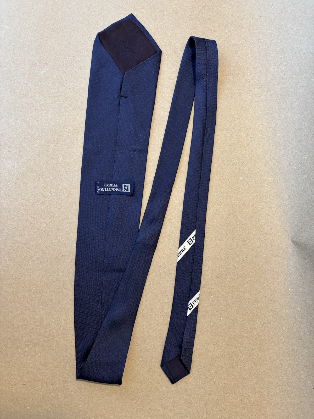 FARENTINO FERRE Men’s Navy Blue Woven Solid Classic Tie 57–60″ One Size