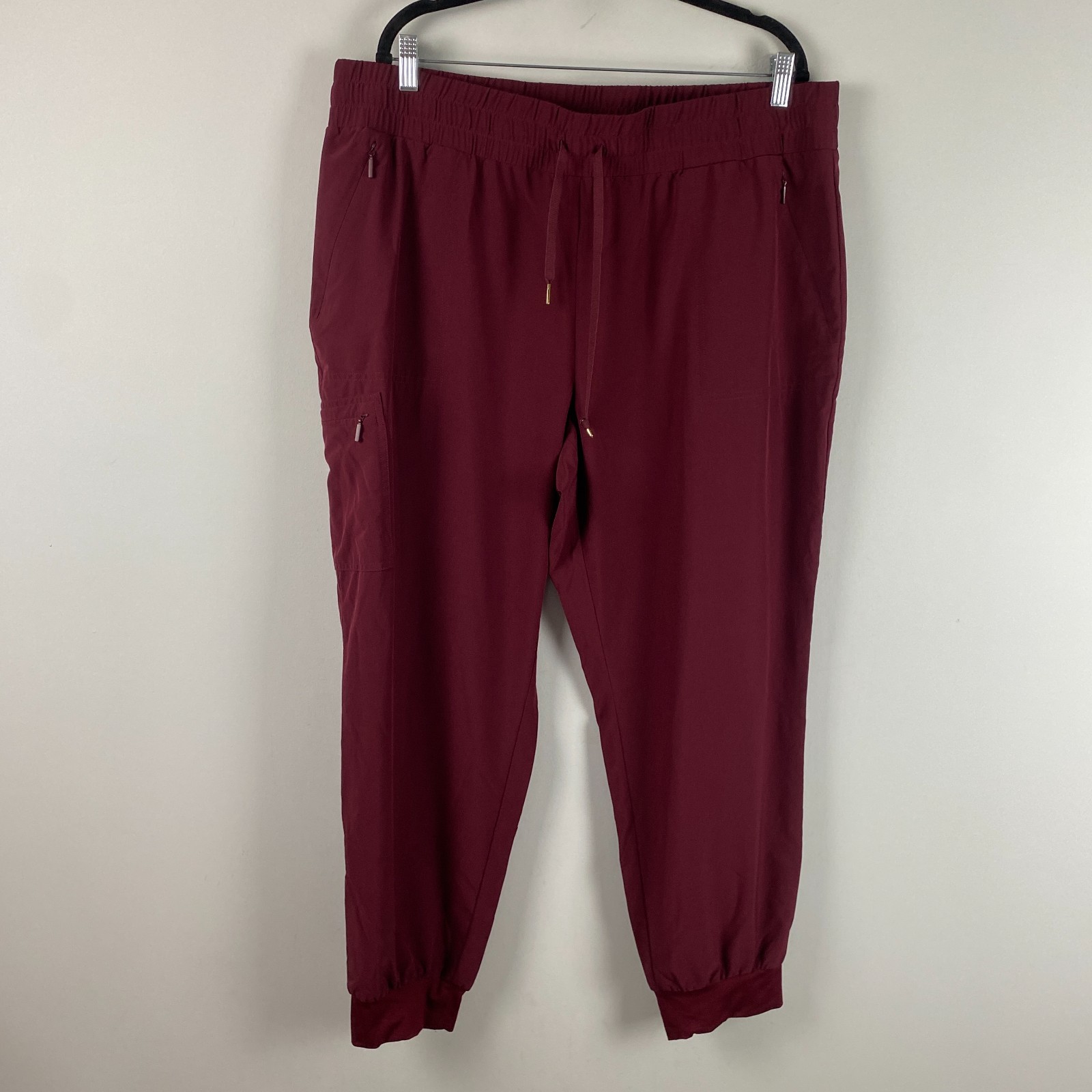 Chicos Zenergy Jogger Pants Womens 3.5 US 18 Burgundy Drawstring Stretch