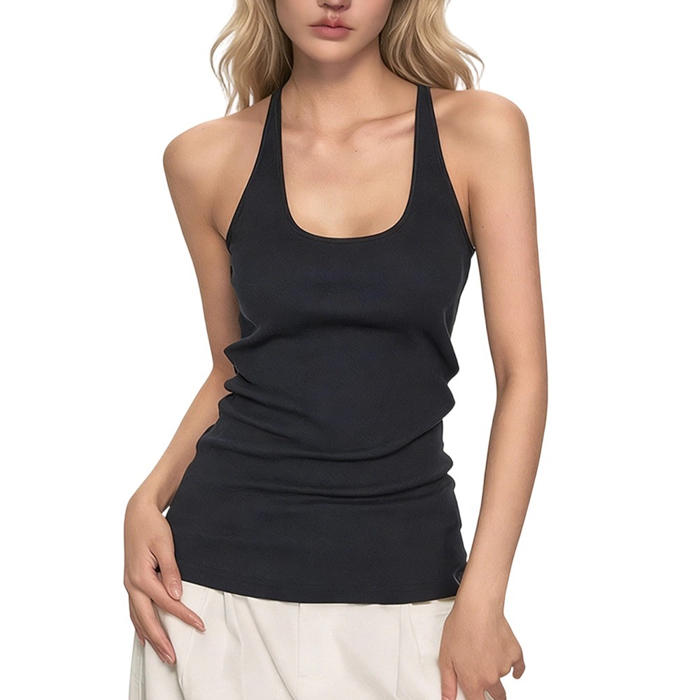 Women’s Comfort-Focused Sleeveless Vest with U Neck and Stretch Paneling