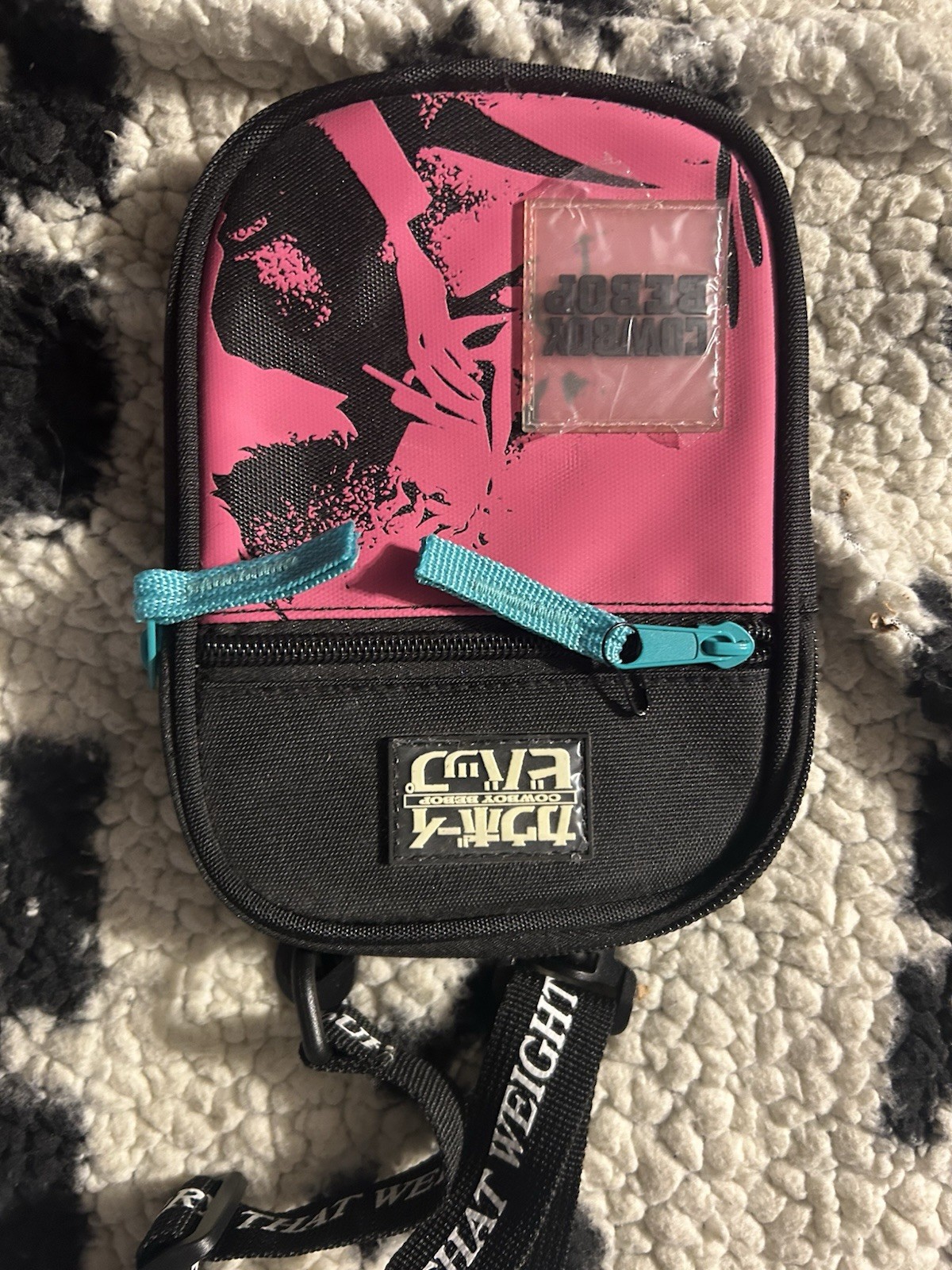 Cowboy Bebop Mini Crossbody Bag Anime Shoulder Pouch Pink Black Adjustable Strap