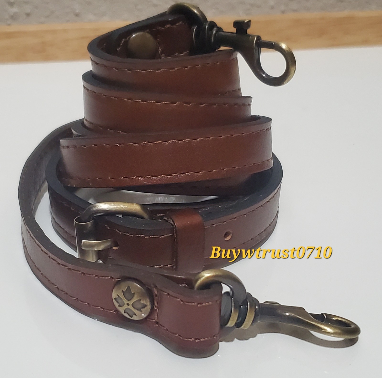 New Patricia Nash Brown Leather Clip-On Replacement Crossbody/Shoulder Strap 0.6