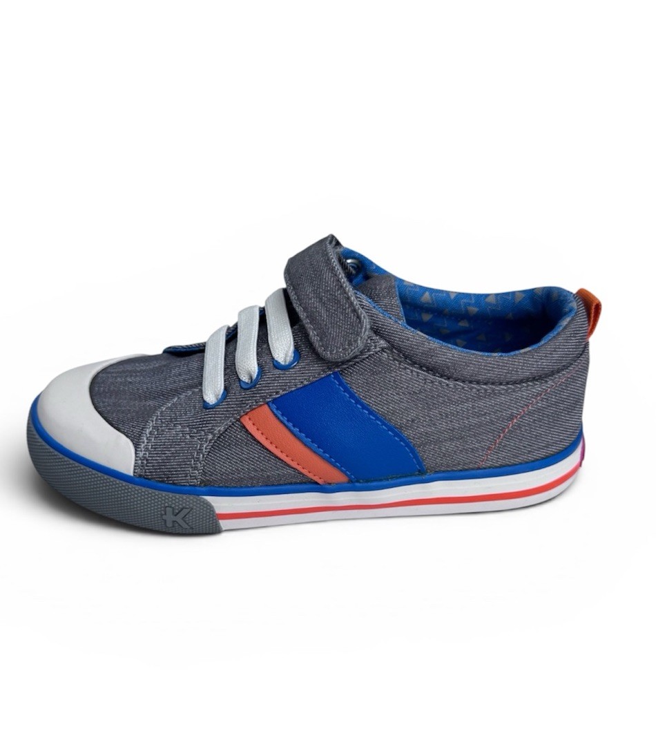 NWT! See Kai Run Grey Canvas Hook&Loop Sneakers Size 12.5 Little Boy