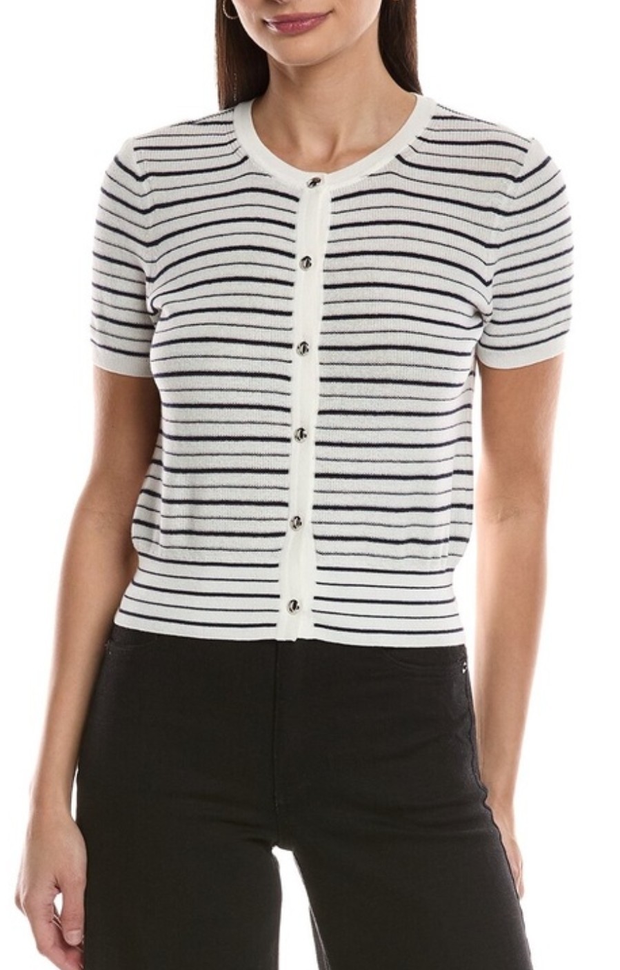 Rag & bone Dina Striped Cardigan Buttons Stripes Short Sleeves Size M