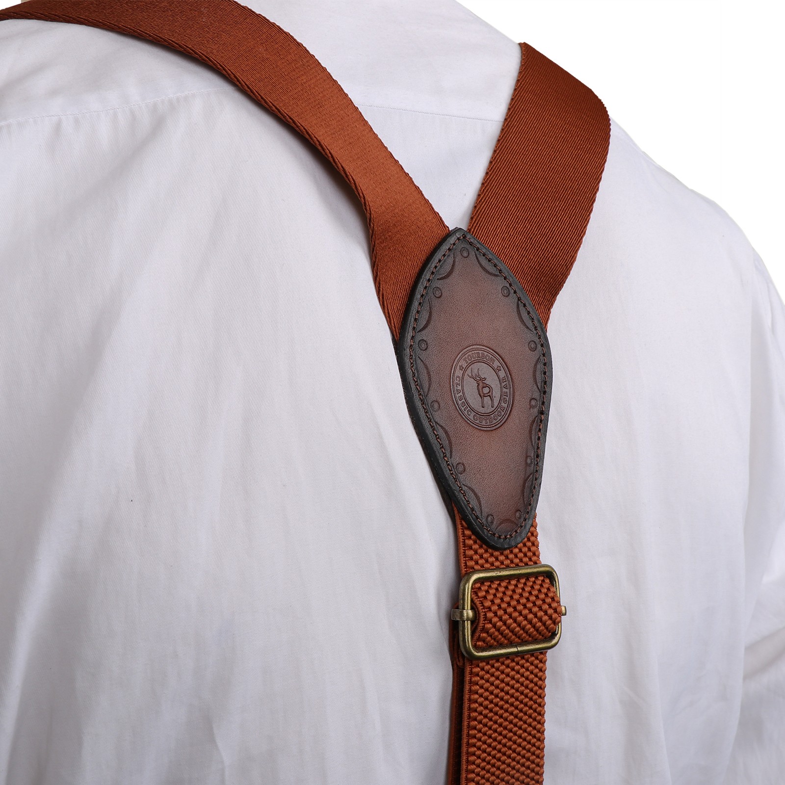 TOURBON Retro Men’s Suspenders Y Back Y-Shaped Hooks Pants Braces Bestman Gift