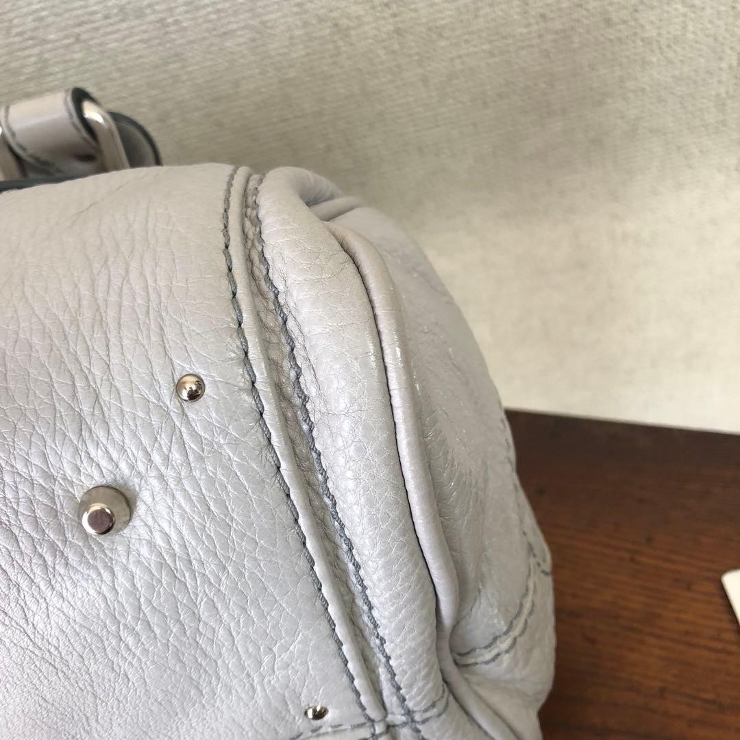 Chloe Paddington White Leather Satchel Bag w/Padlock Rare Vintage Auth