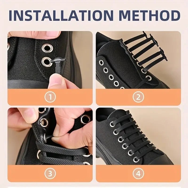 16pcs Elastic No Tie Shoelaces Silicone Stretch Rubber Bands Unisex Sneakers