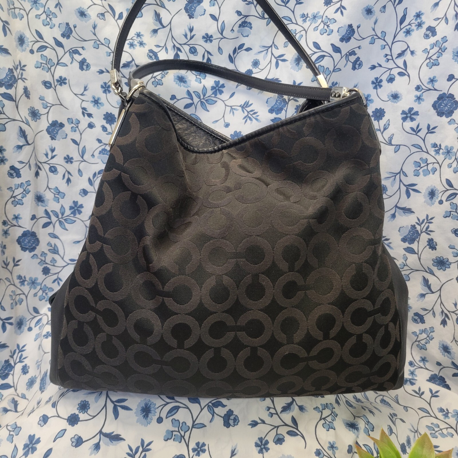 Coach Madison Phoebe Plum Interior Black Canvas Original Hangtag Hobo Chic