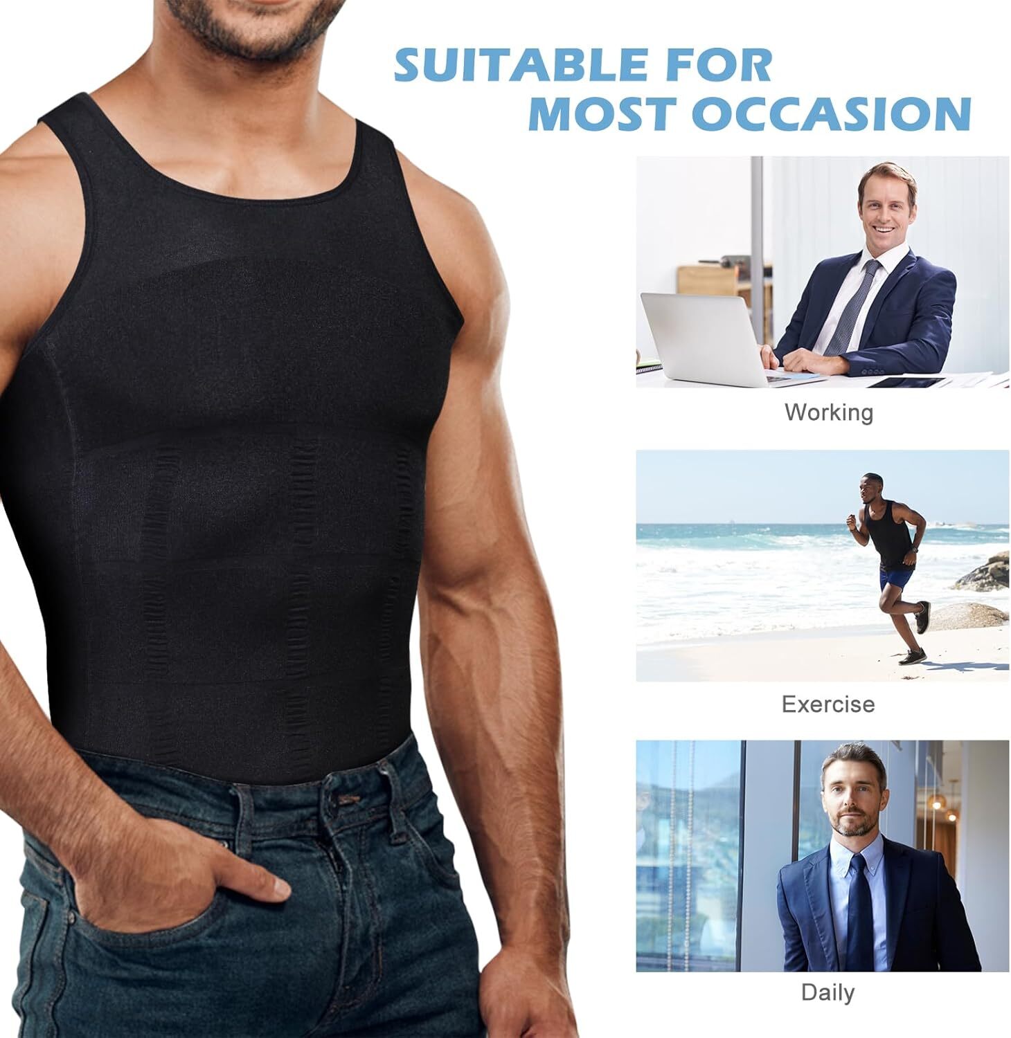 Men Slimming Body Shaper Chest Tummy Compression Shirt Fajas hombre Shapewear