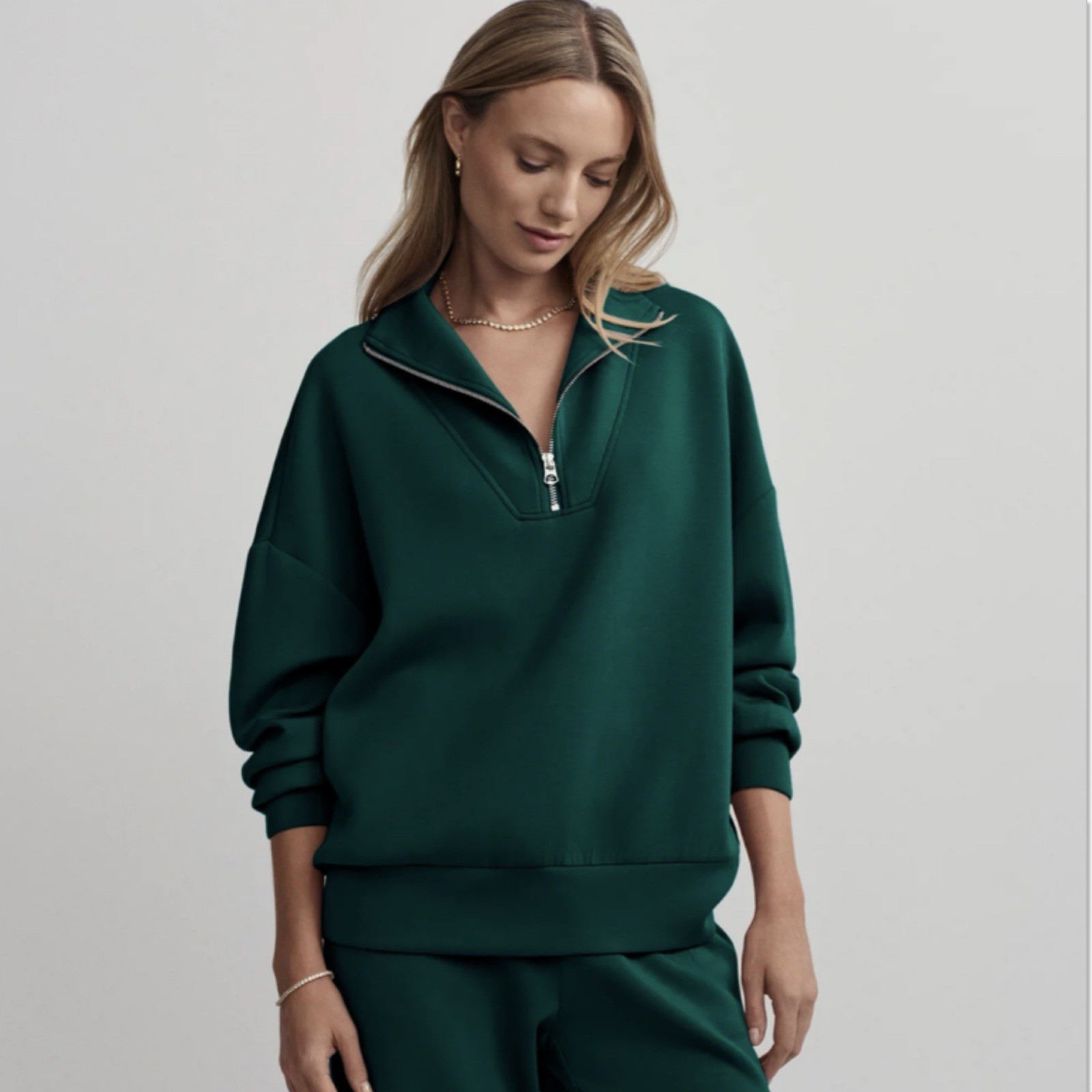 Varley Hawley Half-Zip Sweatshirt Green Plus Size 3X Athleisure DoubleSoft Comfy