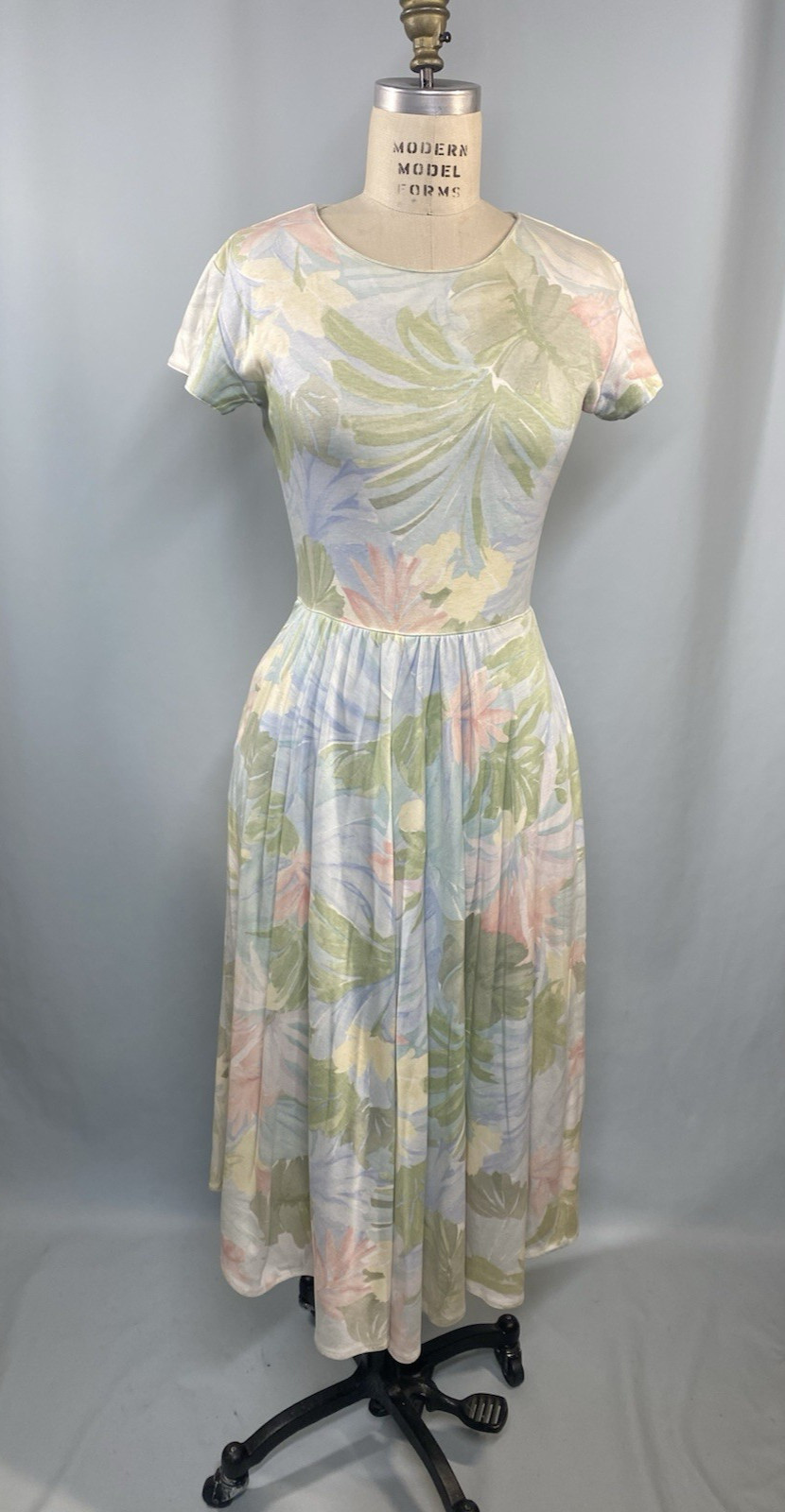 Vintage Dress SIZE SMALL floral long classic 80s 90s CAROL ANDERSON pastel