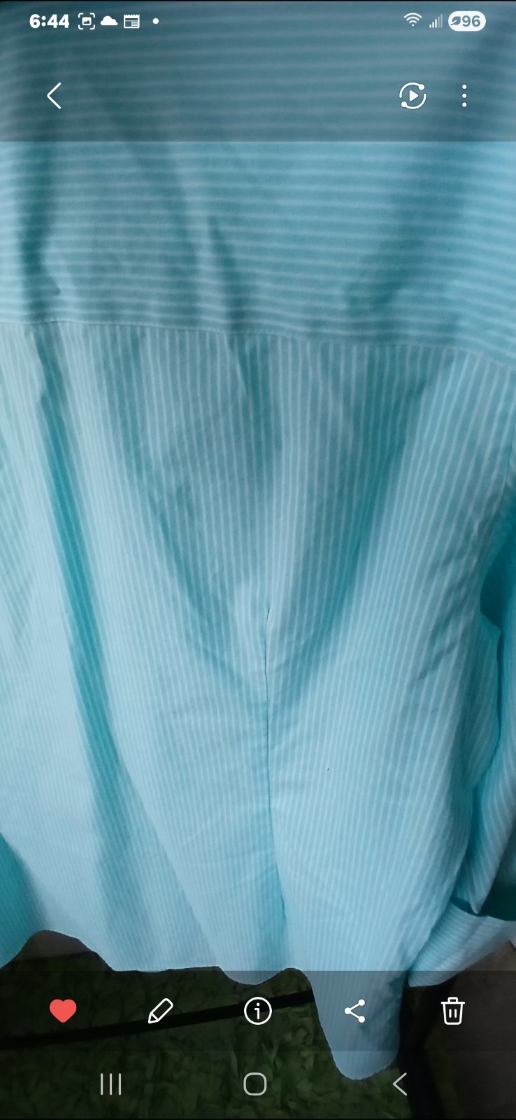 Kirkland Turquoise and White Pin Stripe Tappered Shirt Sz Large Womens Classic