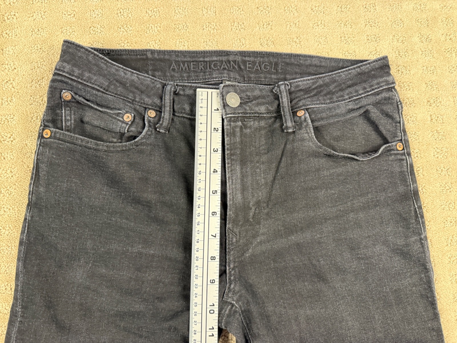 Men’s American Eagle Airflex+ Black Dark Wash Slim Fit Jeans 32×31 #1162