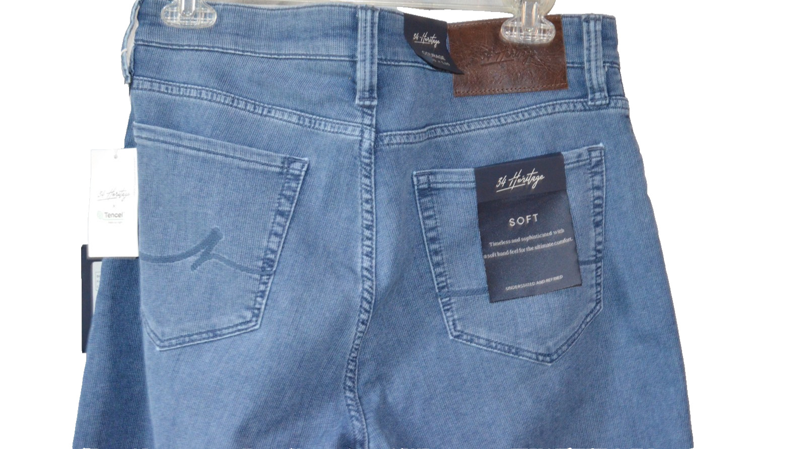 34 Heritage Courage Straight Pant 33×30 Light Indigo Blue Urban Soft Stretch NWT