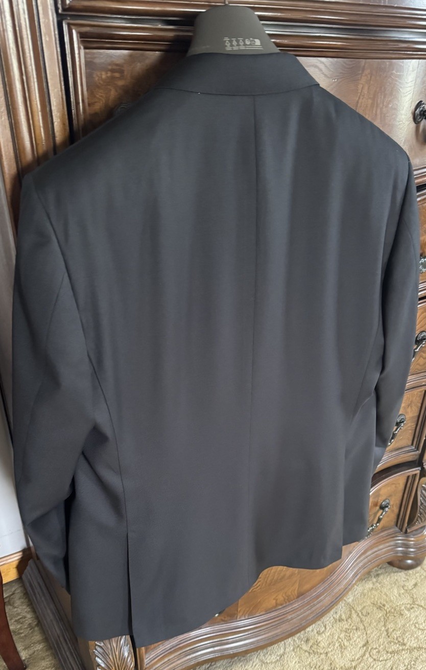 Canali Solid Wool Black Suit Size US 46R / EU 58 MSRP $2295