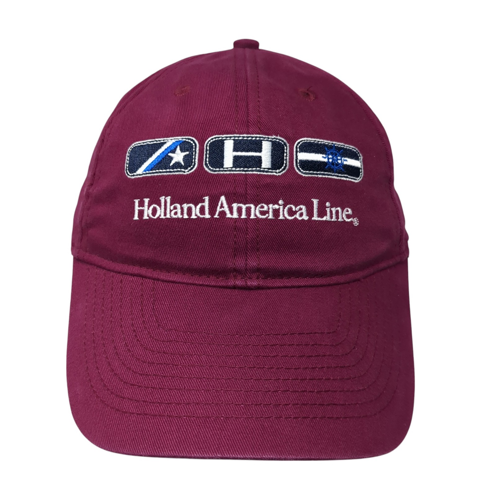 Holland America Line Strapback Hat Red One Size Adjustable Embroidered